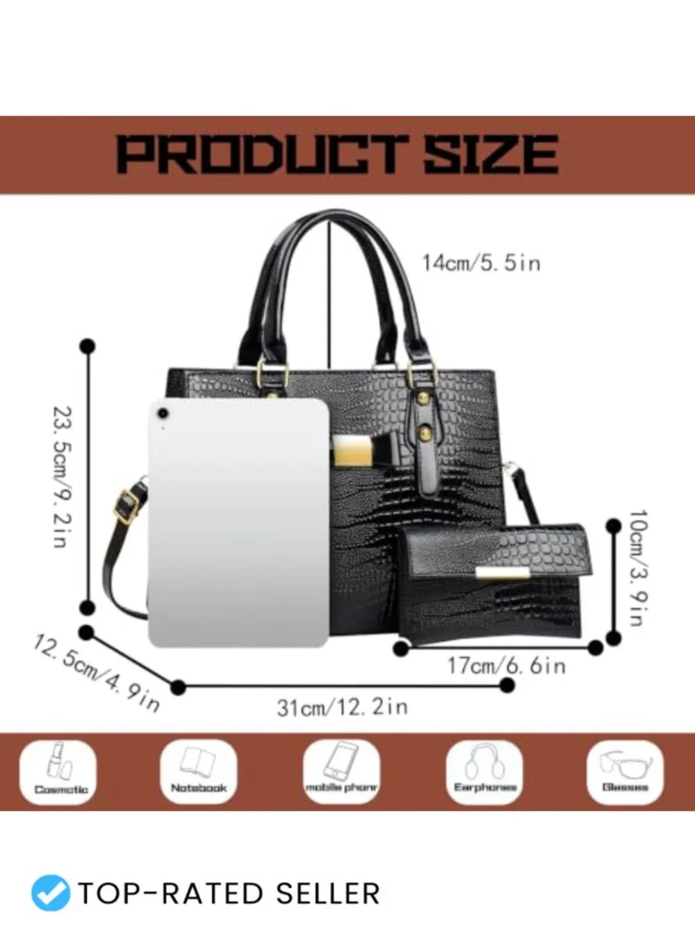 Women's Satchel Handbag Purse Set with Wallet - Faux Leather Tote & Shoulder Bag